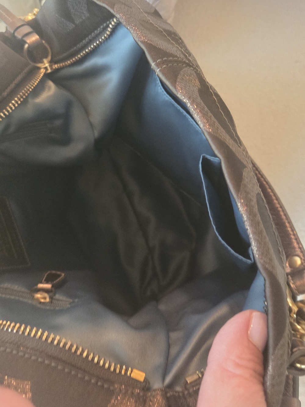 Coach Olive Green Metallic Signature Jacquard Hobo with Gold Hardware - Picture 4 of 4